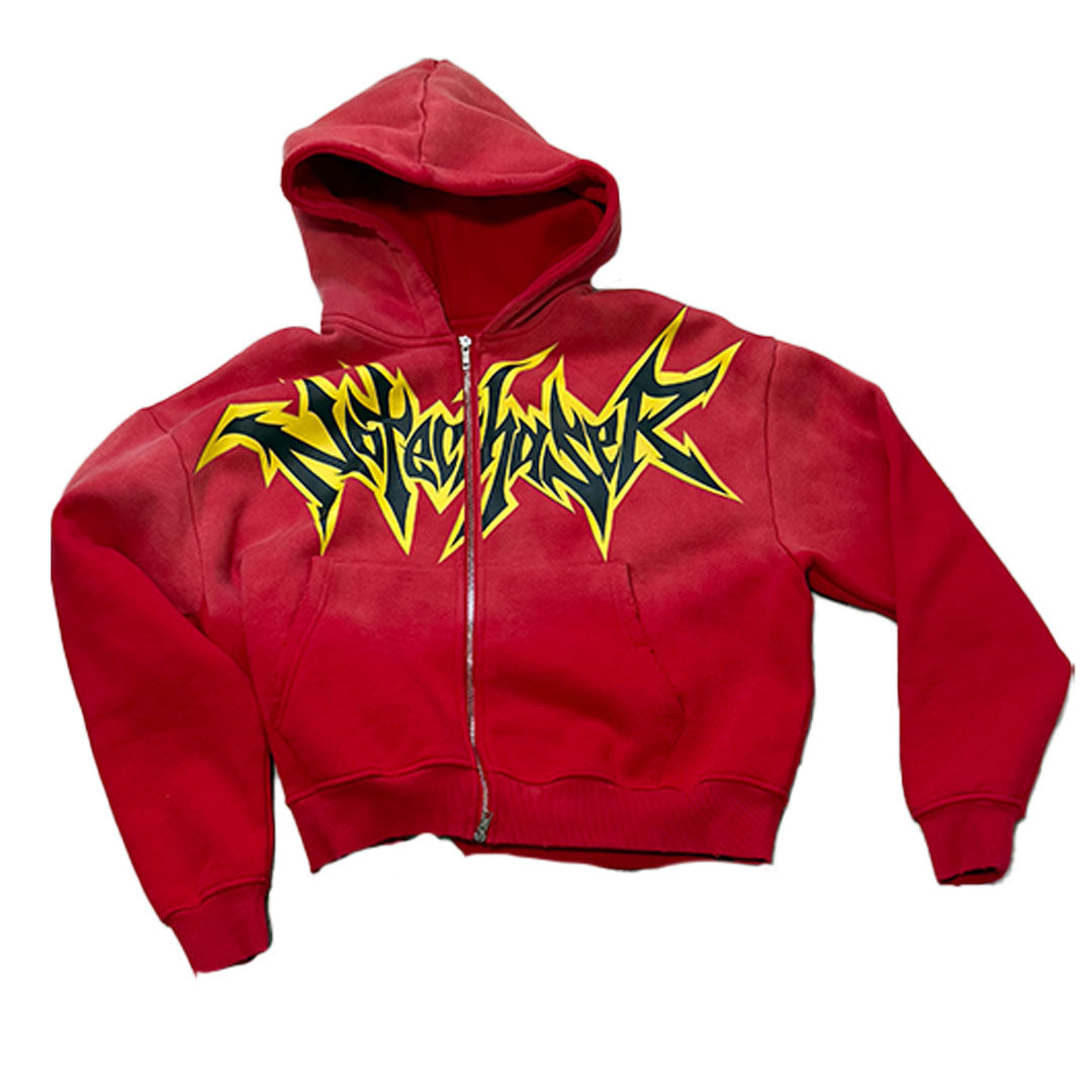 red metallic Faded hoodie